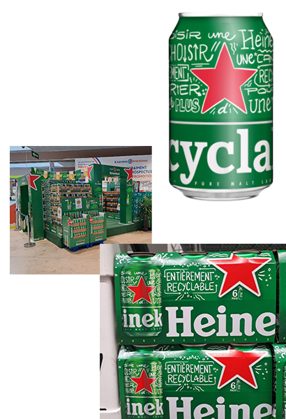 Pour les 150 ans de la marque Heineken®, nous faisons disparaître pour la première fois notre nom sur nos canettes pour laisser place à la mention “Recyclable.